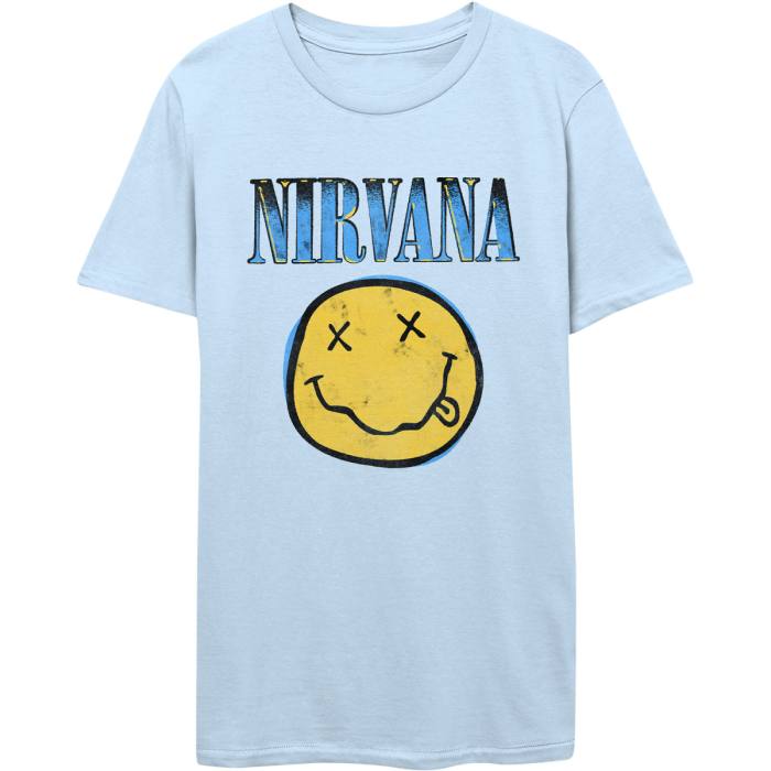 Nirvana T-shirt Xerox Smiley Blue 98360