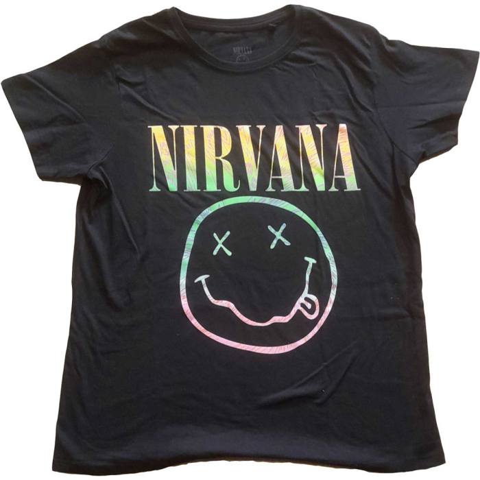 Nirvana Ladies T-shirt Sorbet Ray Happy Face (črna) 98389
