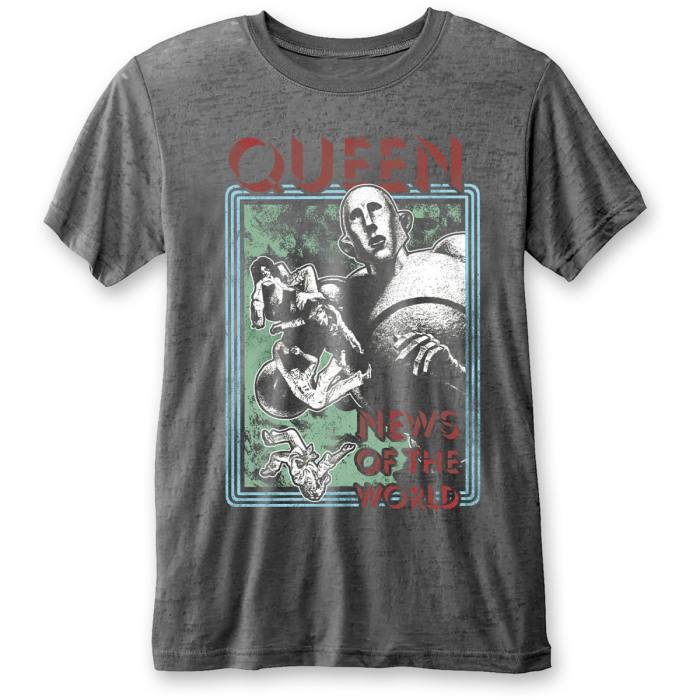 Queen Unisex Burnout T-shirt: News of the World (Charcoal Grey) 100920