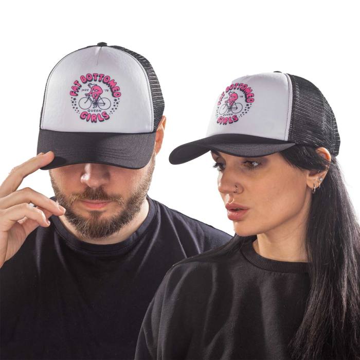 Queen Unisex Mesh Back Cap: Fat Bottomed Girls (Black & White) 101012