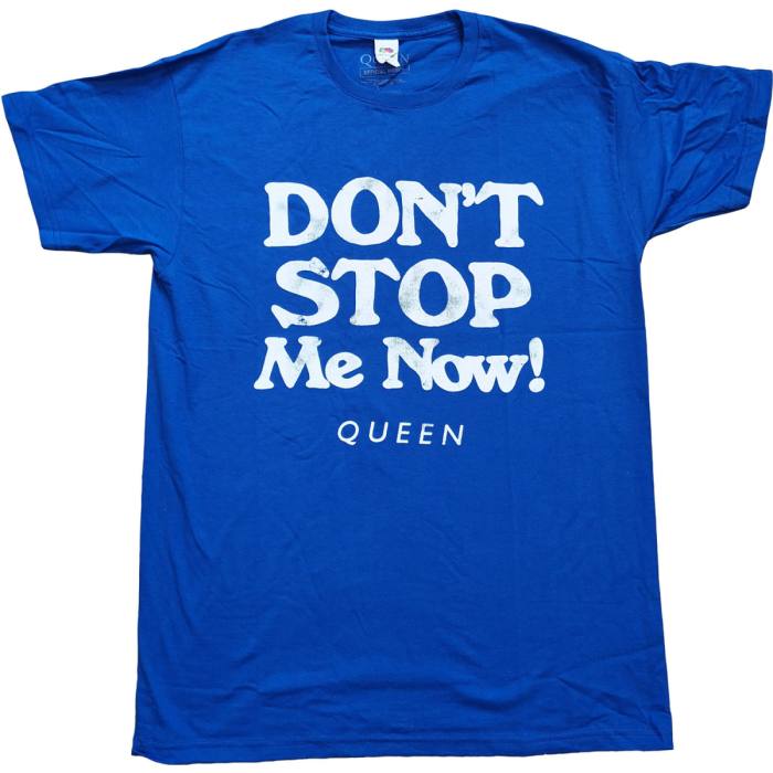 Queen Unisex T-Shirt: Don't Stop Me Now (Vodno Modra) 101483