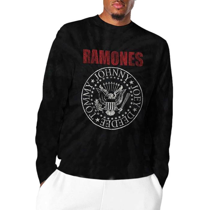 Ramones Unisex Long Sleeve T-shirt Presidential Seal (črna Dip Dye) 101737