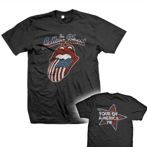 The Rolling Stones Unisex T-Shirt: Tour of America 78 (Black) (Back Print) 103053