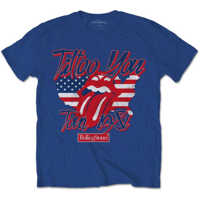 The Rolling Stones Unisex T-Shirt: Tattoo You Americana (Modra) 103304