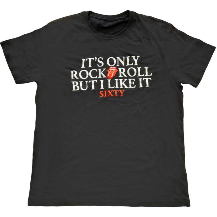 The Rolling Stones Unisex T-shirt: Sixty It's only R&R but I like it Foiled Print (Black) (Embellished) 103346