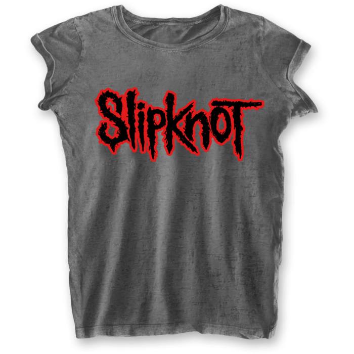 Slipknot Ladies Burnout T-Shirt: Logo (Charcoal Grey) 104163