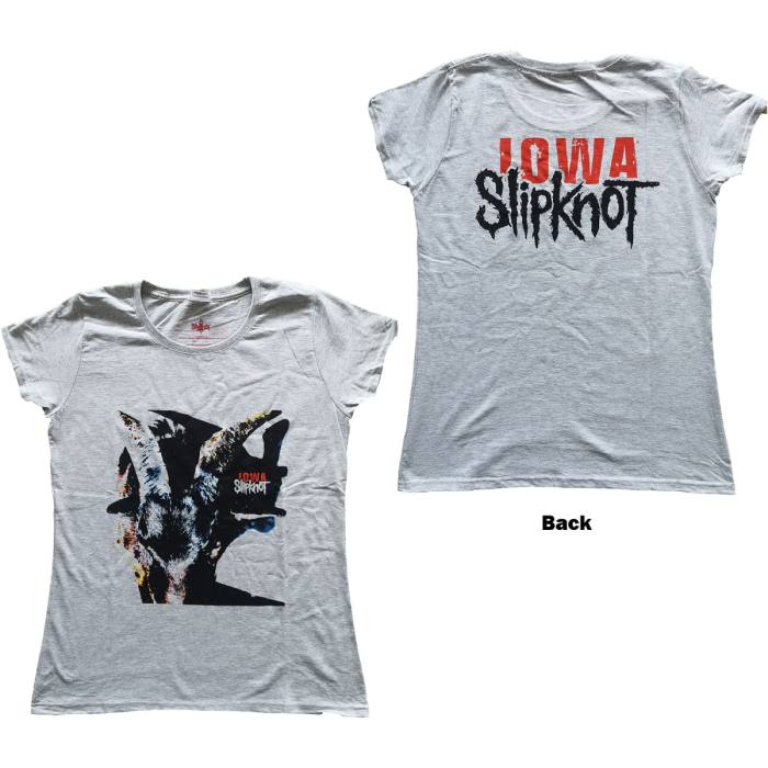 Slipknot Ladies T-Shirt: Iowa Goat Shadow (Heather Grey) (Back Print) 104653