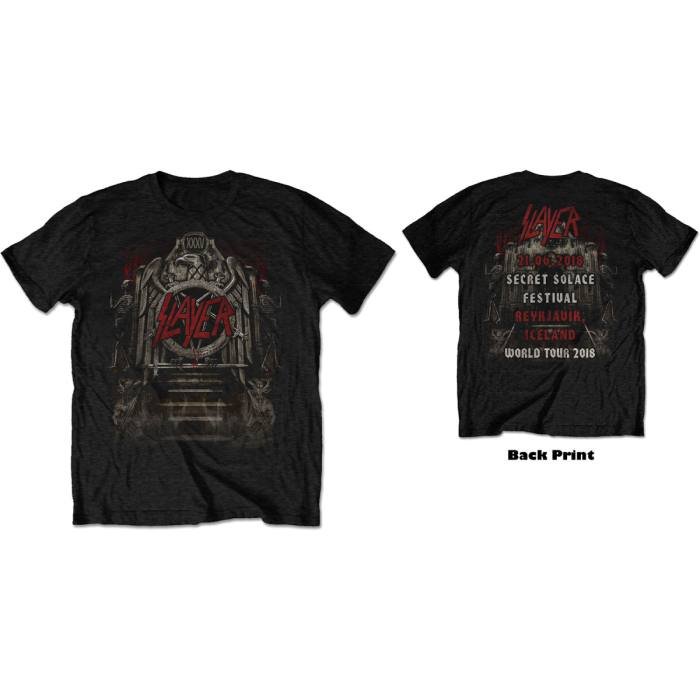 Slayer Unisex T-Shirt: Eagle Grave 21/06/18 Iceland Event (Back Print) (Ex-Tour) 105054
