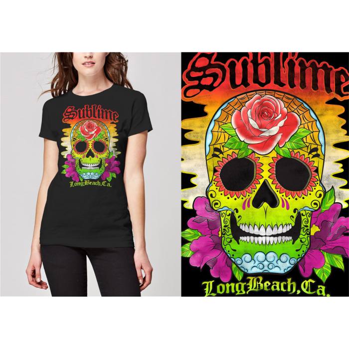 Sublime ženski T-shirt: Colour Skull (črna) 106087
