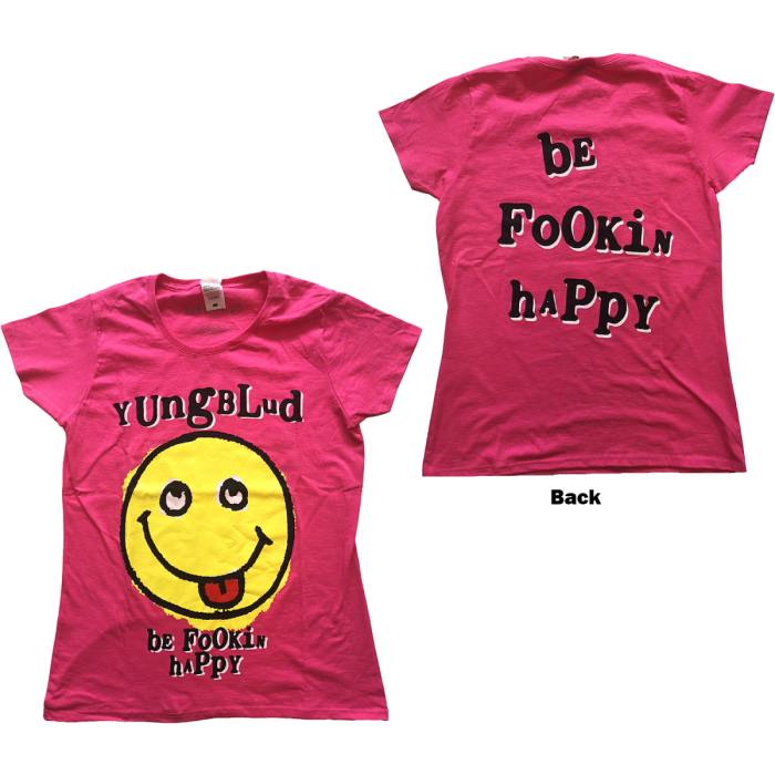 Yungblud T-shirt: Raver Smile (roza, ženska, hrbtni tisk) 107992