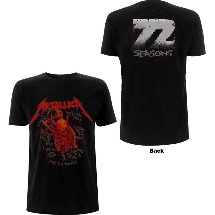 Metallica Unisex T-Shirt: Skull Screaming Red 72 Seasons (Back Print) 108697