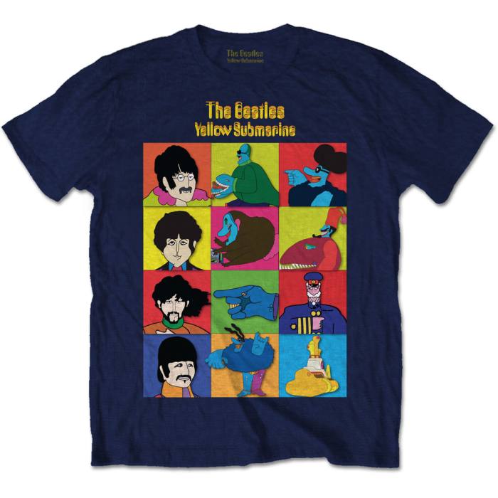 The Beatles Unisex T-Shirt: Yellow Submarine Characters (Navy Blue) 108250