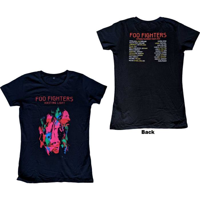 Foo Fighters Ladies T-Shirt: Wasting Light 2011 European Tour (Back Print) (Ex-Tour) 231887