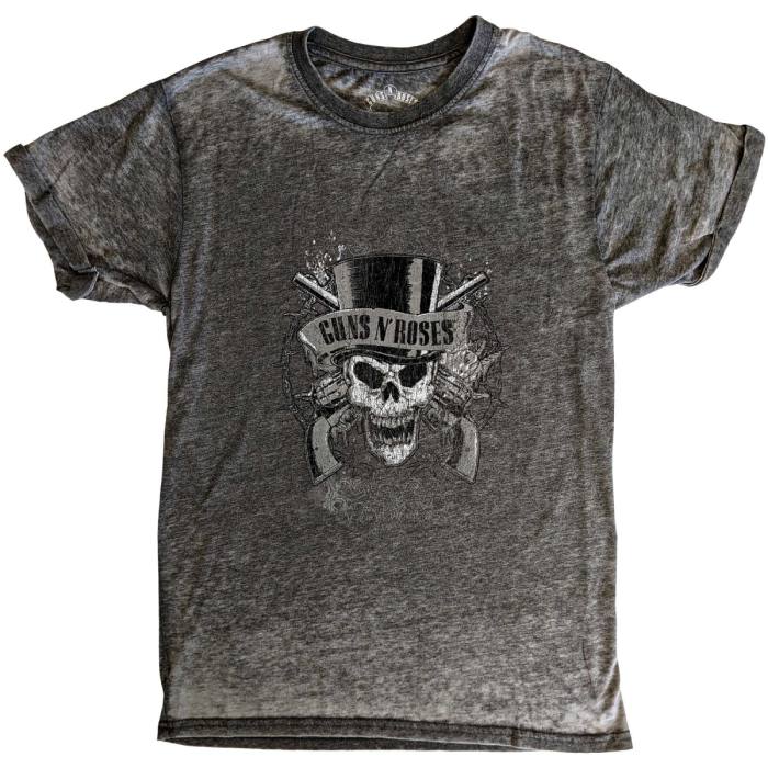 Guns N' Roses Unisex Burnout T-Shirt: Faded Skull (Charcoal Grey) 232831