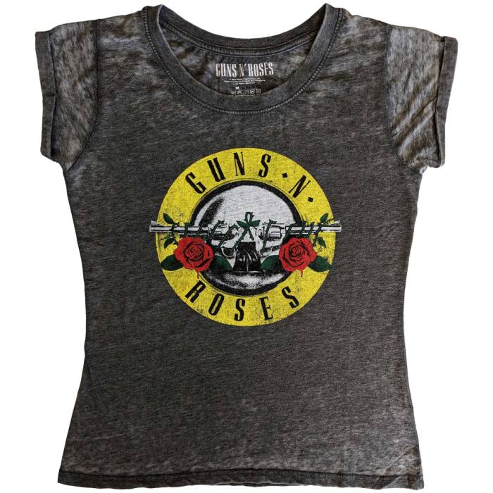 Guns N' Roses Ladies Burnout T-Shirt: Classic Logo (Charcoal Grey) 232836