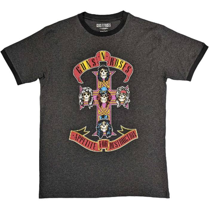 Guns N' Roses Unisex Ringer T-Shirt: Appetite for Destruction (Sivo premog) 109612