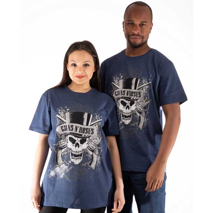 Guns N' Roses Unisex T-Shirt: Faded Skull (Blue) 233131