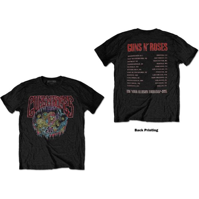 Guns N' Roses Unisex T-Shirt: Illusion Tour (Black) (Back Print) 233166