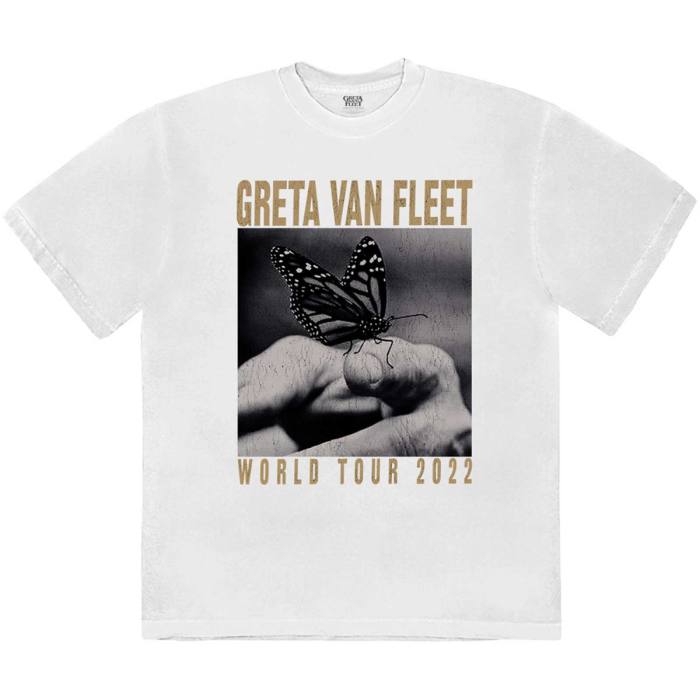 Greta Van Fleet Unisex T-Shirt: World Tour Butterfly (White) 233759