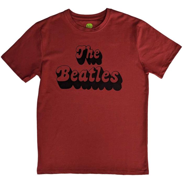 The Beatles Unisex T-Shirt: Text Logo Shadow (Red) 110729