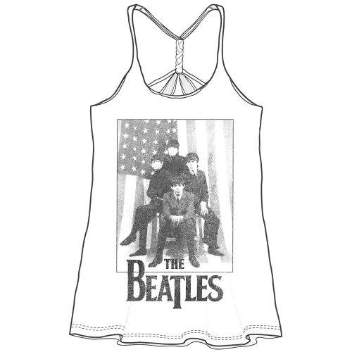 The Beatles Ladies Babydoll Vest T-Shirt: Stars & Stripes (White) 110763