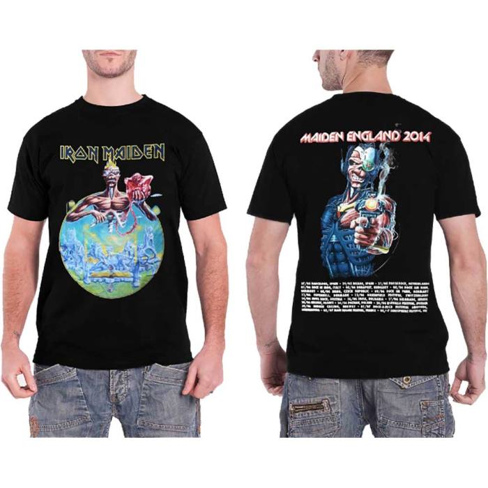 Iron Maiden Unisex T-Shirt England 2014 Tour (back print, black) 110042