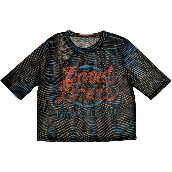 David Bowie Ladies Crop Top: 1978 World Tour (Mesh) 111692