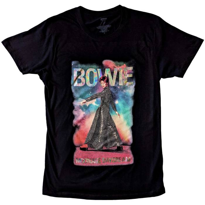 David Bowie Unisex Embellished T-Shirt: Moonage 11 Fade (Glitter Print) 111781