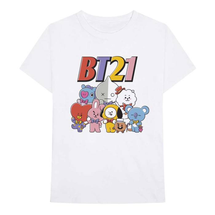 BT21 Unisex T-Shirt: Colourful Squad (White) 112298