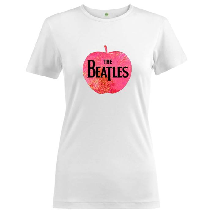 The Beatles Ladies T-Shirt: Apple Pink Sparkle Gel (Embellished) 112314