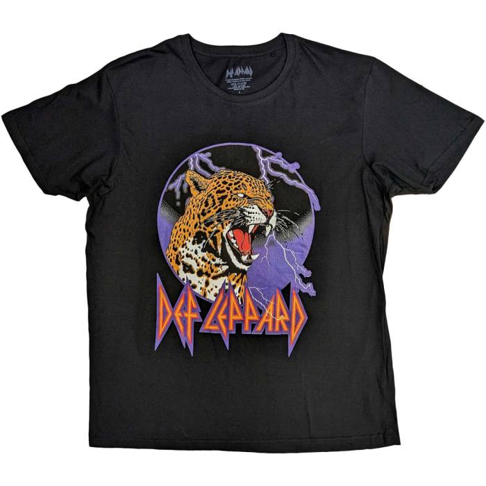 Def Leppard Unisex T-Shirt: Lightning Leopard (Črna) 112703