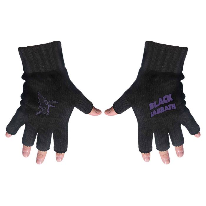 Black Sabbath Rokavice Brez Prstov: Purple Logo & Devil 113295