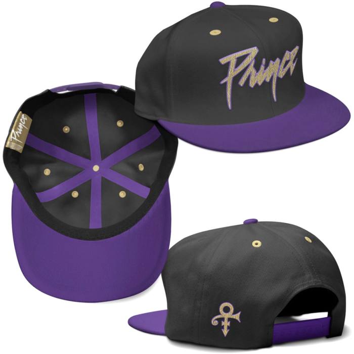 Prince Unisex Snapback Cap: Gold Logo & Symbol (Črna & Vijolična) 114850