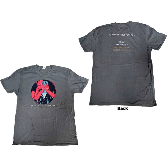 Queens Of The Stone Age Unisex T-Shirt: Villains R&L 2017 (Ogljeno siva) 114873