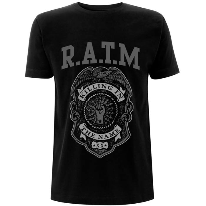 Rage Against The Machine Unisex T-Shirt: Sivi policijski značek 114913