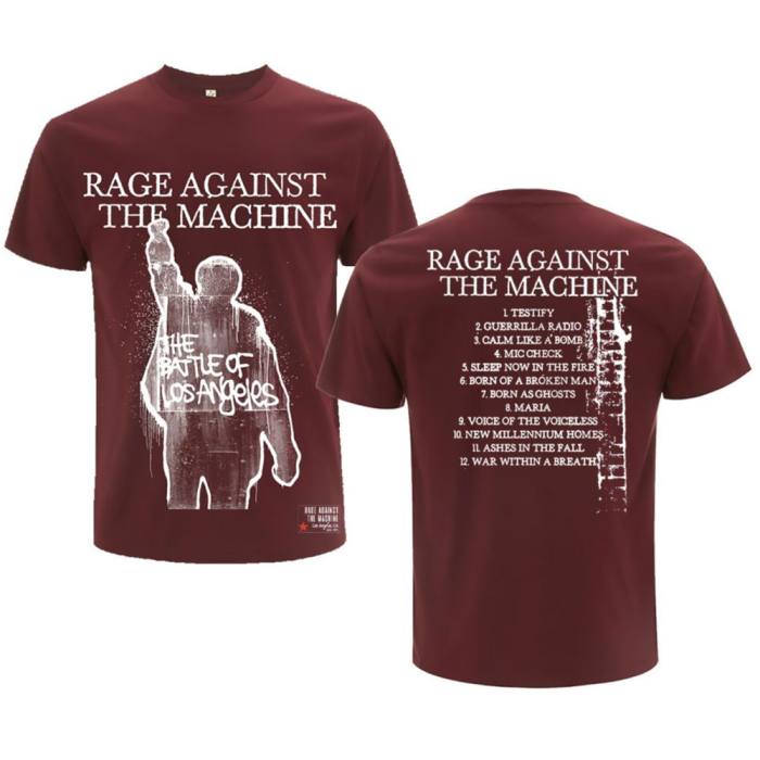 Rage Against The Machine Unisex T-Shirt: BOLA Album Cover (Maroon Rdeča) (Zadnji Print) 114916