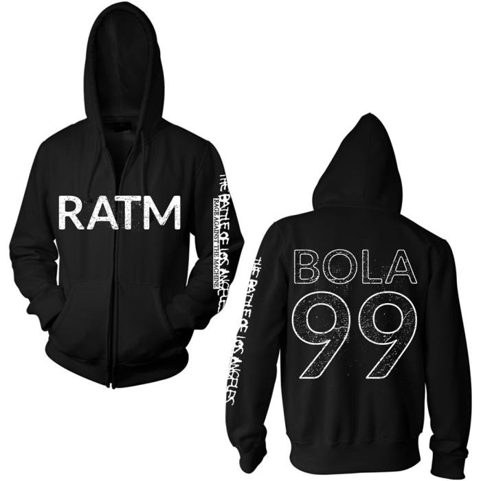 Rage Against The Machine Unisex Zipped Hoodie: Battle 99 (Black) (Back Print) (Small) 114918