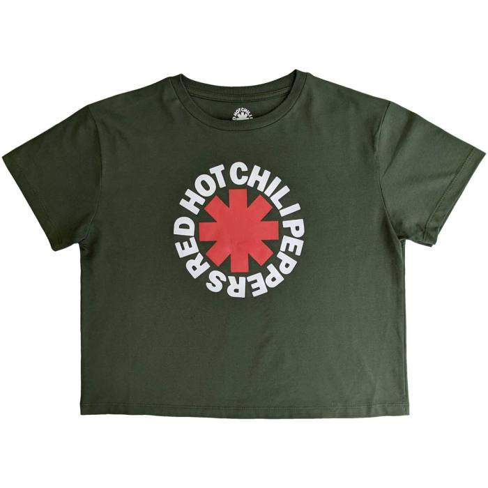 Red Hot Chili Peppers Ladies Crop Top: Classic Asterisk (Zelena) 114940