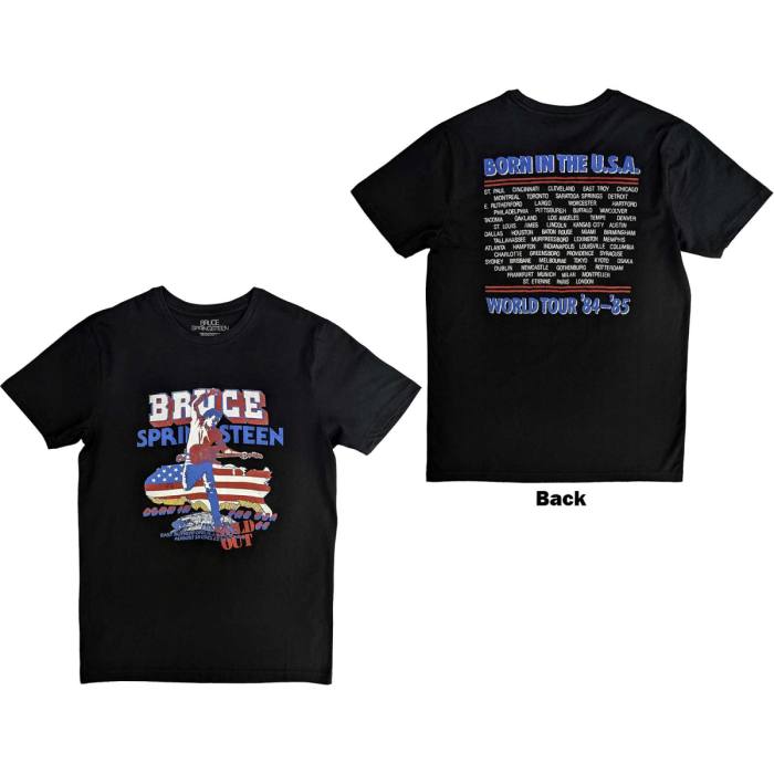 Bruce Springsteen Unisex T-Shirt: Born In The USA '85 (Black) (Back Print) 115515