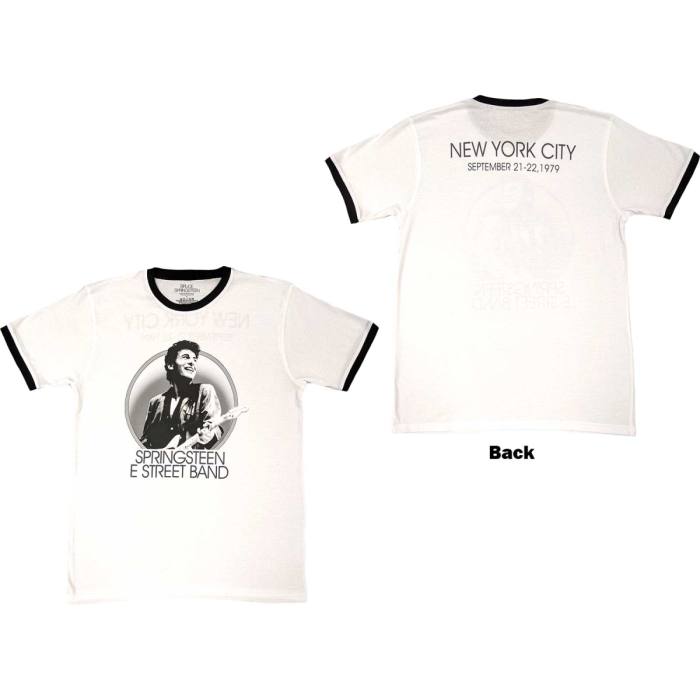 Bruce Springsteen Unisex Ringer T-Shirt: NYC (Bele) (Zadnji tisk) 115517