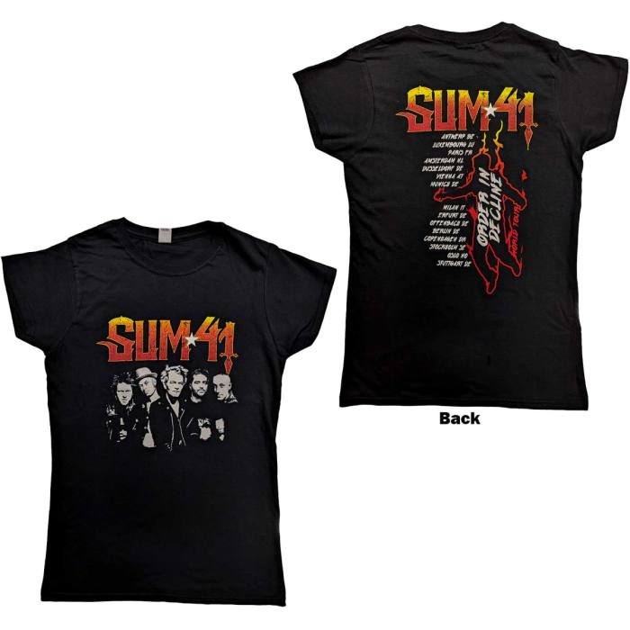 Sum 41 Ladies T-Shirt: Order In Decline Tour 2020 Band Photo (Back Print) (Ex-Tour) 115561