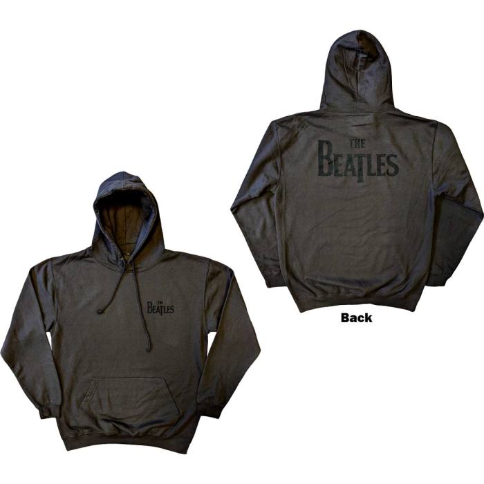 The Beatles unisex pulover Hoodie Drop T Logo (ogljeno siv, hrbtni potisk) 117074