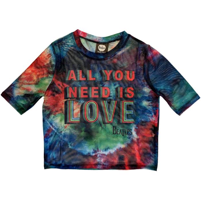 The Beatles ženski crop top All You Need Is Love (moder, mesh) 117144