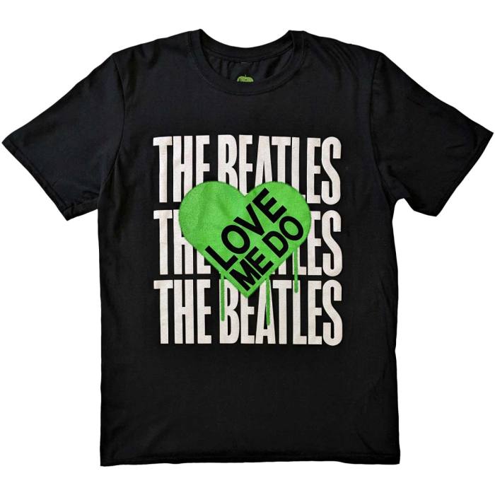 The Beatles unisex T-Shirt: Love Me Do Graffiti Heart, črn 117862