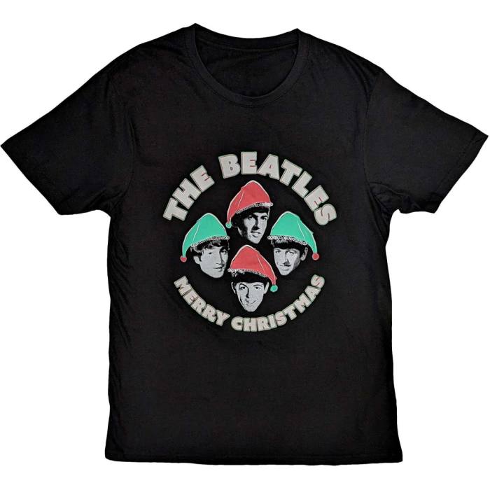 The Beatles Unisex T-Shirt: Xmas Hats (črna) 117951