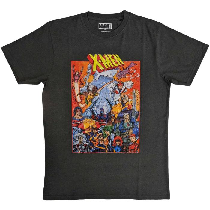 Marvel Comics Unisex T-Shirt: X-Men Polni Likovi Vintage (Sivo-Črna) 118345