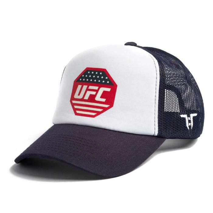 Tokyo Time Unisex Mesh Back Cap: UFC Octogon Flag Neo/Mesh (White & Navy Blue) 121987