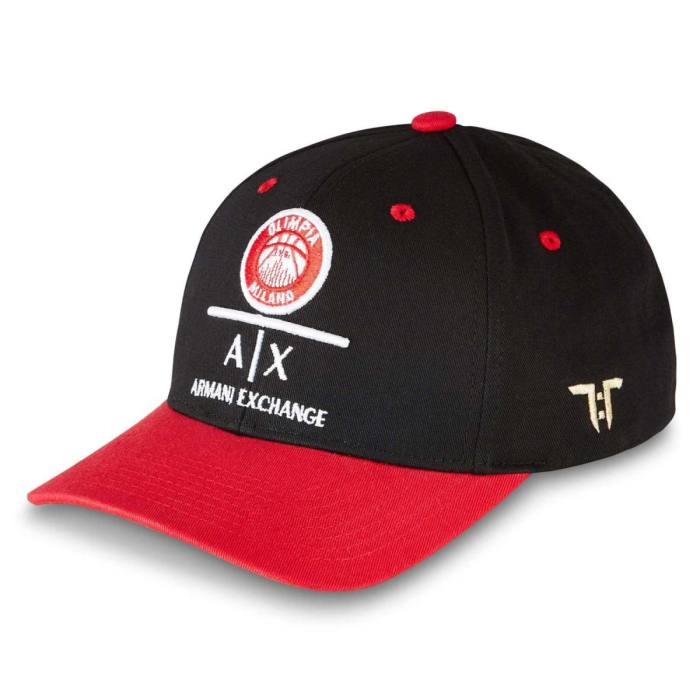 Tokyo Time Unisex Baseball Cap: Euroleague Basketball AX Olimpia Milano (Črna in rdeča) 122009