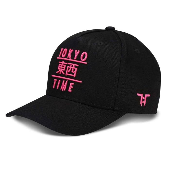 Tokyo Time Unisex Baseball Cap: TT Heritage Pink Logo (Black) 122044