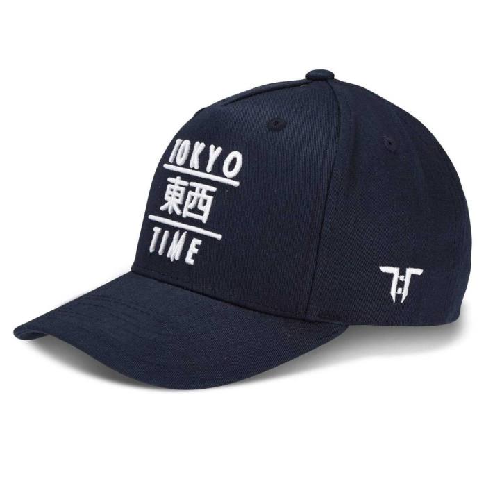 Tokyo Time Unisex Baseball Cap: TT Heritage White Logo (Navy Blue) 122046